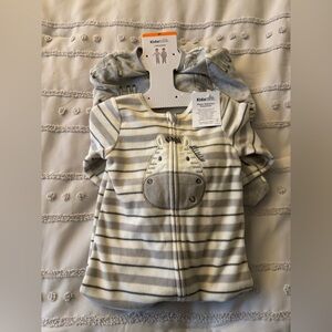 Set of two Kids Headquarters Cozy Zebra footie pajamas NWT